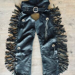 Leather Fringed Motorcycle Chaps